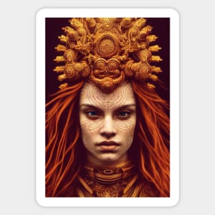 Ancient Red Haired Woman with Gold - best selling Sticker